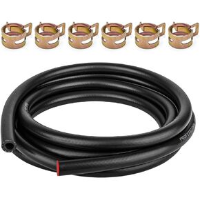 1/4 بوصة معرف × 3.3 قدم أسود، خط وقود مطاطي + 6 قطع مشابك خرطوم تستخدم في محركات ومولدات K-awasaki/Kohler Briggs & Stratton الصغيرة للديزل الغازية
