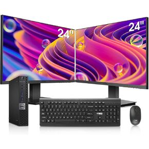 Dell Mini PC OptiPlex 7040 Desktop Computers with Dual 24 inch KOORUI Monitor,Micro PC, Intel i7-6700T 16GB Ram 1TB M.2 NVMe SSD,AX210 Built-in WiFi 6e & Bluetooth 5.2, HDMI, Windows 10 Pro (Renewed)