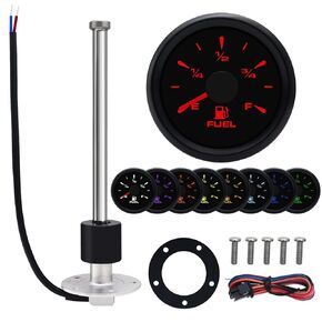 Geloo Fuel Sending Unit with Fuel Gauge Kits 16" (400mm) Boat 316 Stainless Steel Fuel Level Sensor Fuel Water Tank Sender Gas Tank Sending Unit Boat Gauge for Boat Truck RV 240-33ohm