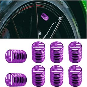 AICEL 8 PCS American Flag Auto Tire Valve Caps, Aluminum Alloy Car Tire Valve Stem Covers, Dust Proof Air Valve Lids Fit for Car, SUV, Bicycle, Truck, Universal Vehicle Accessories (Black)