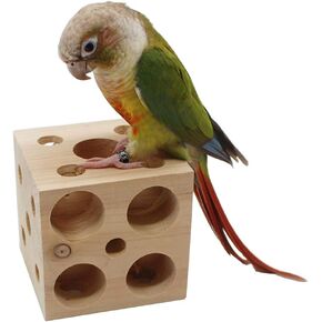 QBLEEV Bird Wooden Block Chewing Toy, Parrot Toys Tabletop Puzzle Bird Foraging Toys, Small Animals Shredding Biting Wood Teething Parakeets Toys, Bird Cage Toys for Hamster Cockatiels Conures Budgie