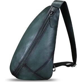 FEIGITOR Genuine Leather Sling Bag Handmade Retro Crossbody Backpack Purse Daypack Chest Shoulder Fanny Pack