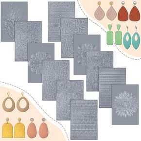 DoubleFill 12 Pcs Polymer Clay Texture Sheets Boho Clay Texture Mat Works with Polymer Clay Cutter Embossing Polymer Clay Texture Roller DIY Clay Texture Tools for Clay Pottery Earrings Jewelry Making