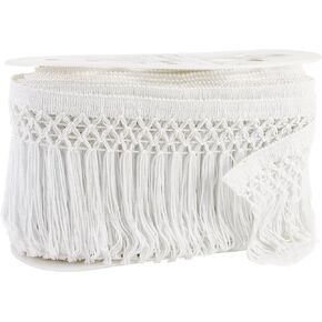 WRIGHTS 1868134030 Chainette Trellis Fringe, 6" x 10 yd, White