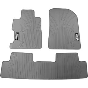 IKON MOTORSPORTS, Floor Mats Compatible with 2006-2011 Honda Civic Coupe & Sedan, Beige Latex Rubber Custom Fit All Weather Easy Clean Interior Car Carpets Full Set 3 Pieces