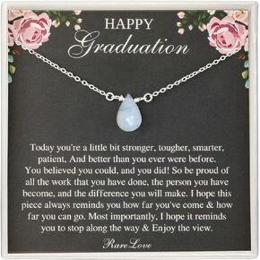 RareLove 2024 Graduation Gifts for Her Happy Graduation Moonstone Necklace Unique Graduation Jewelry 925 Sterling Silver Teardrop Pendant Necklace for Women College Graduation Gifts