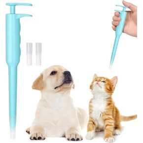 Pet Pill Dispenser, Pet Piller Gun Oral Tablet Capsule, Pet Piller Soft Tip Tablet Silicone Pusher Pill Feeder for Cats, Dogs, and Small Animals (Blue)