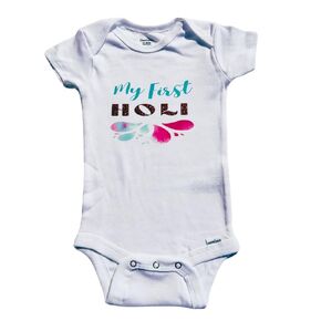 Holi Festival Baby Bodysuit, Personalized Toddler Shirt For Holi, Baby Outfit For Holi, Holi Festival Outfit, Holi Festival Shirt, (0-3 M)