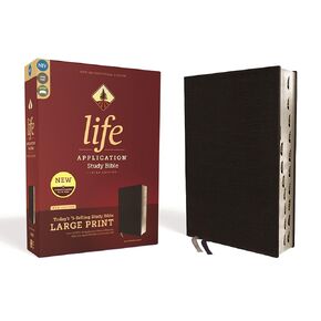 NIV, Life Application Study Bible, Third Edition, Large Print, Bonded Leather, Black, Red Letter, Thumb Indexed