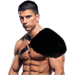 Joukavor Fake Fur One Shoulder Viking Fur Wrap Shoulder Armor Men Medieval Costume LARP Accessory