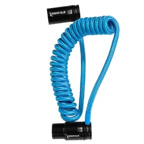 KONDOR BLUE 12-24" Coiled Braided Low Profile Right Angle XLR Cable for Cameras, Microphones, Studio Audio | Blue