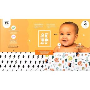 Hello Bello Diapers, Size 4 (22-37 lbs) - 74 Count of Premium Disposable Baby Diapers in Wildcats & Snacktime Designs - Hypoallergenic with Soft, Cloth-Like Feel
