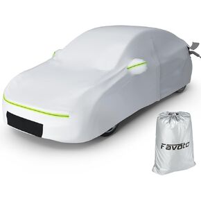 Favoto Car Cover for Tesla Model 3 - Custom Fit Vehicle Cover 6 Layers Waterproof Outdoor All Weather Snow Rain Sun Protection with Charging Port Ventilated Mesh Door Zipper