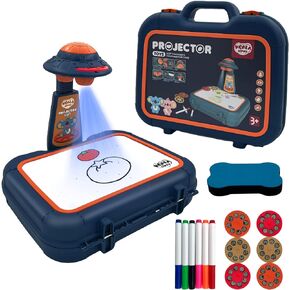 Drawing Projector Table for Kids, Trace and Draw Projector Toy Handbag Design Smart Projection Drawing Board Early Learning Educational Toy Painting Drawing Table for Kids Boys Girls (Blue)