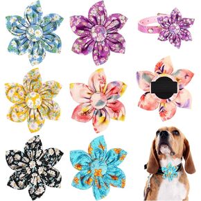 6 Pcs Dog Collar Flowers Accessory Removable Dog Collar Bow Attachment Floral Embellishment for Small Medium Large Dogs and Cats Pet Collars(Classic)