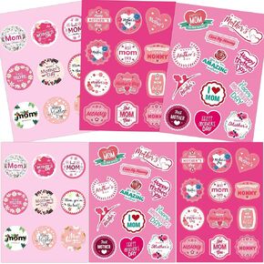 Happy Mother's Day Stickers Best Mom Ever Party Supplies Decorations Mother's Birthday Party Favors Jar Containers Labels Envelop Invitation Letter Cards Decals Stickers 36 Sheets