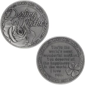 عملة فضية قديمة محظوظة مع وردة مزهرة وبرسيم ذو أربع أوراق للأم الحبيبة in Kuwait