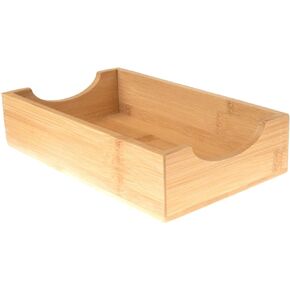 Bamboo Guest Towel Napkin Holder, Rectangular Multipurpose Organizer & Accessory Drop Box For Kitchen Tables or Countertops (1)