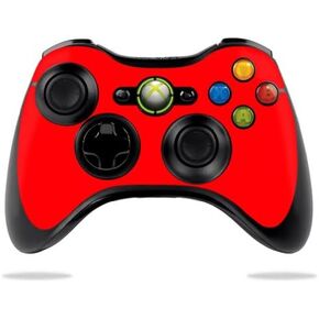 غلاف لاصق واقٍ من الفينيل متوافق مع غلاف لاصق لوحدة التحكم Microsoft Xbox 360 باللون الأحمر الصلب