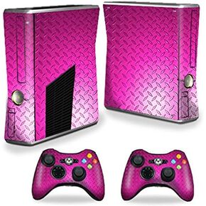 MightySkins Skin Compatible with X-Box 360 Xbox 360 S Console - Pink Diamond Plate | Protective, Durable, and Unique Vinyl wrap Cover | Easy to Apply, Remove, and Change Styles | Made in The USA