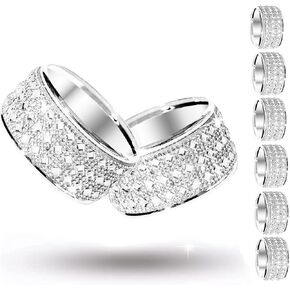 6Pcs Rhinestone Napkin Ring Silver Napkin Rings Stainless Steel Silver Crystal Napkin Holder for Dinner, Wedding, Party, Holiday, Banquet,Everyday Table Setting Home Decor