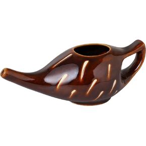 ANCIENT IMPEX Ceramic Neti Pot For Nasal Cleansing With 10 Sachets Of Neti Salt | Compact And Travel-Friendly Design | Natural Remedy For Infection, Sinus And Congestion (Orange)