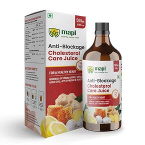 MAPL Cholesterol Care Ayurvedic Juice Blend Of Lemon Juice, Ginger Juice, Apple Cider Vinegar, Honey, And Garlic Juice Helps In Heart Function & Cholesterol Health Superfood Juice (16.9 Fl Oz.)