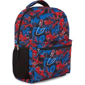Marvel Comics Allover School Backpack - Avengers, Spiderman, Captain America, Iron Man Hulk - Officially Licenced Bookbag for Boys & Girls (Black Spiderman)