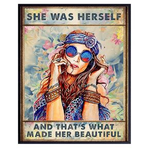 Hippie Boho-chic Bedroom Decor Poster - Boho Hippy Positive Quotes Wall Art - Encouraging Inspirational Saying - Motivational poster decoration - Best Friend Gifts for Women Teen Girls Room 8x10