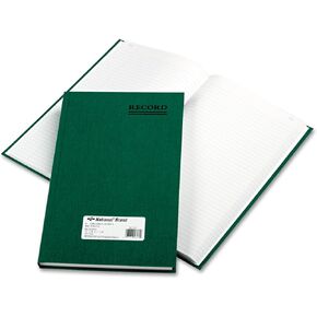 NATIONAL Emerald Series Record Book, Green Canvas Cover, 300 Pages, 12.125" x 7.5" (56131)