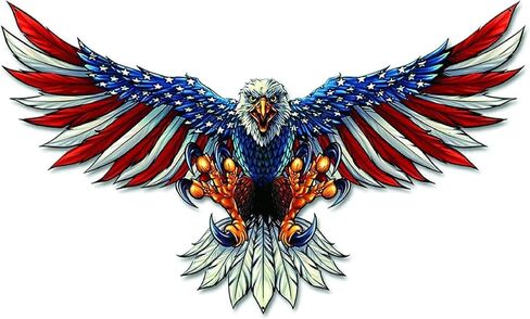 American Bald Eagle Flag Decal Sticker - 12 Inch - Vinyl Car Truck Bumper Patriotic Waterproof Decal Eagle for Car Truck Trailer SUV Van Outdoor Window Wall Laptop Tablet Cup Glass Any Smooth Surface in Saudi Arabia