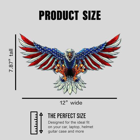 American Bald Eagle Flag Decal Sticker - 12 Inch - Vinyl Car Truck Bumper Patriotic Waterproof Decal Eagle for Car Truck Trailer SUV Van Outdoor Window Wall Laptop Tablet Cup Glass Any Smooth Surface in Saudi Arabia