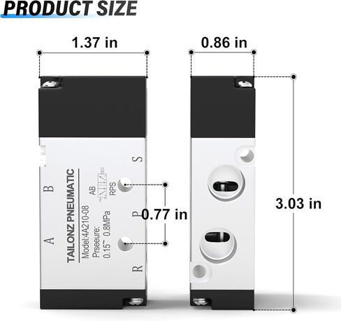 TAILONZ PNEUMATIC 1/4"NPT Solenoid Valve 4A210-08 Pneumatic Control Valve 2 Position 5 Way Connection Type in Saudi Arabia