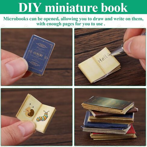 54 Pcs 1: 12 Miniatures Dollhouse Books and a Wooden Dollhouse Mini Bookcase Decoration Accessories 1: 12 Dollhouse Miniature Furniture 4 Floors Dollhouse Bookshelf for House Bedroom in Kuwait