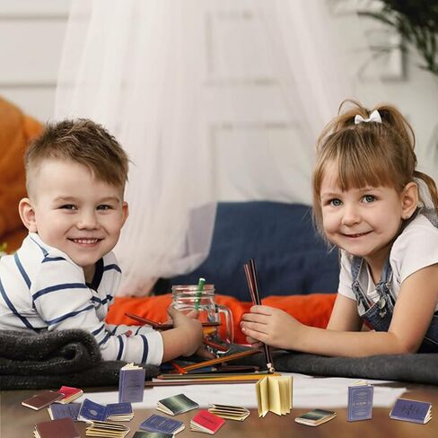 54 Pcs 1: 12 Miniatures Dollhouse Books and a Wooden Dollhouse Mini Bookcase Decoration Accessories 1: 12 Dollhouse Miniature Furniture 4 Floors Dollhouse Bookshelf for House Bedroom in Kuwait