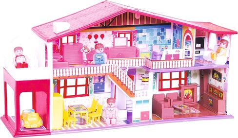 بيت الدمى توي زون (50 قطعة)، مجموعة لعب للبنات، مجموعة لعب الأدوار، بيت الدمية مع الأثاث، مجموعة لعب بيت الدمية للأطفال مع الأثاث، مجموعة اللعب التظاهري (بيت الدمى الفاخر) متعدد الألوان in Kuwait