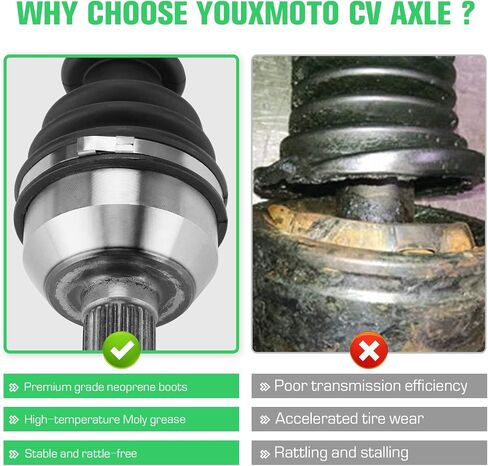 Youxmoto Rear CV Axle Fit for Polaris RZR 900 (Premium EPS Trail) 2015 2016 2017 2018 2019 2020, Rear Left/Right, for 1333080, 4340 Chromoly Steel CV Axle Drive Half Shaft in Saudi Arabia