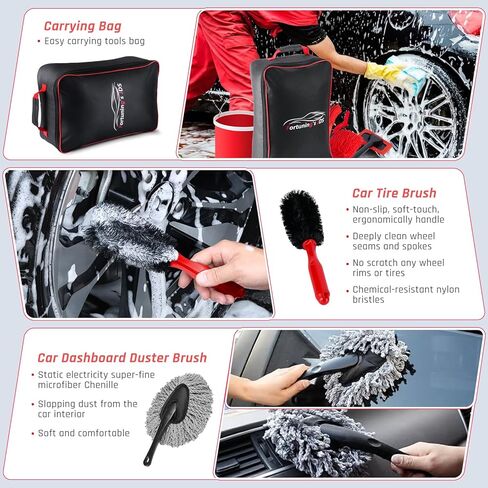 42PCS Car Detailing Kit Interior Cleaner, Car Cleaning Kit, Car Vacuum Car Interior Detailing Kit, Car Wash Kit with Bucket Detailing Brush Set Car Accessories for Motorcycle, Cars, Bikes, Wheels in Kuwait