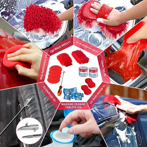 42PCS Car Detailing Kit Interior Cleaner, Car Cleaning Kit, Car Vacuum Car Interior Detailing Kit, Car Wash Kit with Bucket Detailing Brush Set Car Accessories for Motorcycle, Cars, Bikes, Wheels in Kuwait
