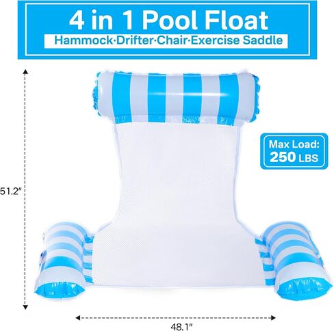 Inflatable Pool Floats Adult 2 Pack,Water Hammock & Pool Chair Lounge Floating with 2 Drink Floaties for Pool Party Summer Vacation in Saudi Arabia