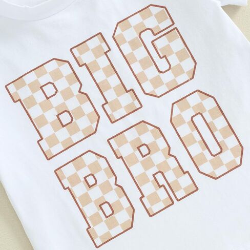 VISGOGO مجموعة ملابس متطابقة للأخ الصغير الكبير للأطفال الرضع رومبير رومبير على شكل لوحة فحص للأطفال الصغار ملابس لحديثي الولادة in Kuwait