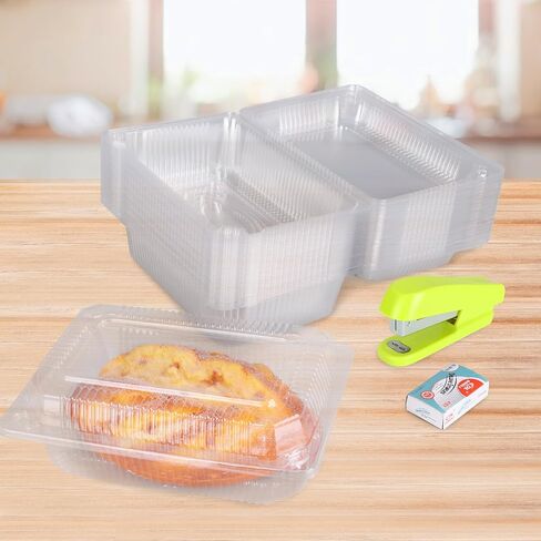 CYEAH Clear Hinged Take Out Containers Set of 100, 8.5 x 5.5 inch Clamshell Take Out Food Containers Attached a Stapler, Disposable Food Containers for for Sandwich Hoagie Salad Pasta Cookies in Saudi Arabia
