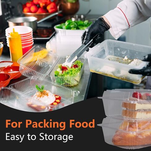 CYEAH Clear Hinged Take Out Containers Set of 100, 8.5 x 5.5 inch Clamshell Take Out Food Containers Attached a Stapler, Disposable Food Containers for for Sandwich Hoagie Salad Pasta Cookies in Saudi Arabia