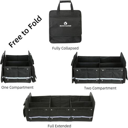 منظم صندوق السيارة من روك كلاود مع حقيبة تبريد ومنظمات تخزين السيارة ومقصورات متعددة قابلة للطي للسيارات ذات الدفع الرباعي والشاحنات الصغيرة والسيدان in Kuwait