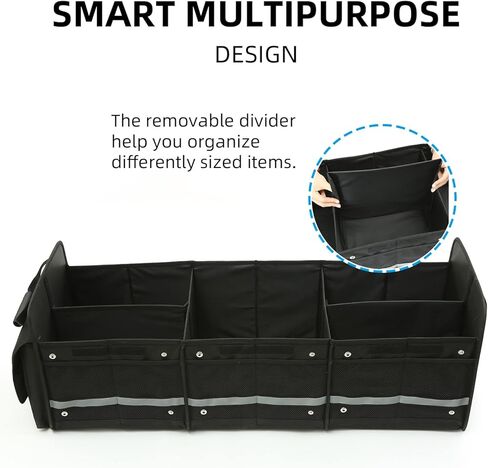 منظم صندوق السيارة من روك كلاود مع حقيبة تبريد ومنظمات تخزين السيارة ومقصورات متعددة قابلة للطي للسيارات ذات الدفع الرباعي والشاحنات الصغيرة والسيدان in Kuwait