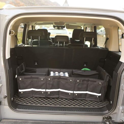 منظم صندوق السيارة من روك كلاود مع حقيبة تبريد ومنظمات تخزين السيارة ومقصورات متعددة قابلة للطي للسيارات ذات الدفع الرباعي والشاحنات الصغيرة والسيدان in Kuwait