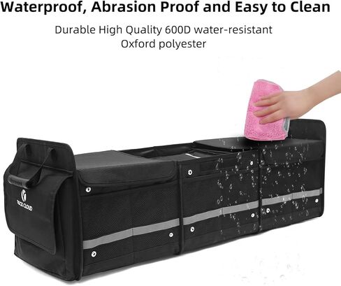 منظم صندوق السيارة من روك كلاود مع حقيبة تبريد ومنظمات تخزين السيارة ومقصورات متعددة قابلة للطي للسيارات ذات الدفع الرباعي والشاحنات الصغيرة والسيدان in Kuwait