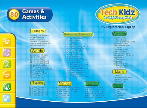 كمبيوتر محمول تعليمي تعليمي من Tech Kidz My Exploration Toy، 80 لعبة وأنشطة تعليمية صعبة، شاشة LCD ولوحة مفاتيح وماوس متضمنة (أزرق)، للأعمار من 5 سنوات فما فوق in Kuwait