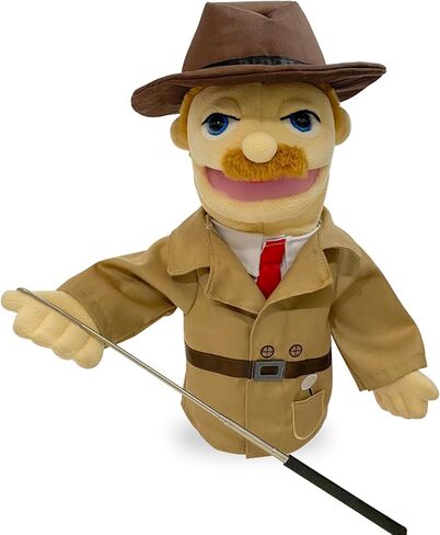 okegztoa 16 "دمى Entriloquist Puppet، دمى يدوية للأطفال دمى المباحث القطيفة للبالغين مع دمية فم قابلة للإزالة للأطفال الذين تتراوح أعمارهم بين 4-8، دمية يد للبالغين مع قضيب تحكم في الدمى قابل للتطوير in Kuwait