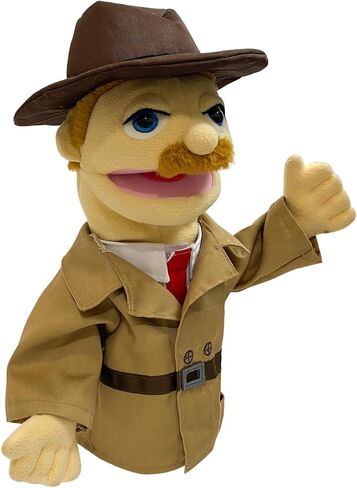 okegztoa 16 "دمى Entriloquist Puppet، دمى يدوية للأطفال دمى المباحث القطيفة للبالغين مع دمية فم قابلة للإزالة للأطفال الذين تتراوح أعمارهم بين 4-8، دمية يد للبالغين مع قضيب تحكم في الدمى قابل للتطوير in Kuwait